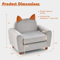 INFANS Kids Sofa, Children Armrest Chair with Sturdy Wood Construction and Dutch Velvet