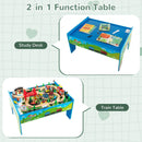 INFANS Train Table, 80 Pieces Wooden Kids Activity Toy Table Playset with Reversible Detachable Tabletop