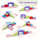INFANS Climbing Toys for Toddlers, 7 Piece Indoor Baby Foam Blocks Soft Play Set with PU Leather
