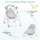 INFANS 2 in 1 Baby Swing and Bouncer for Infants, Portable Newborn Rocker with 5 Speed Sway Music Timing 2 Toys Remote Control, Easy Fold, Compact Electric Baby Swing for 0-6 Months Boy Girl INFANS