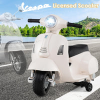 INFANS Licensed Vespa Kids Motorcycle, 6V Battery Powered Motorbike for Toddlers with Training Wheels, Horn, LED Lights