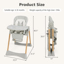 INFANS Baby High Chair, High Chairs for Babies & Toddlers with Adjustable Height, Easy to Clean Convertible Quick Folding