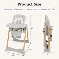 INFANS Baby High Chair, High Chairs for Babies & Toddlers with Adjustable Height, Easy to Clean Convertible Quick Folding