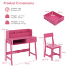 INFANS Table and Chair Set, Toddler Wooden Student Study Desk with Chair Storage Hutch Compartments Drawers
