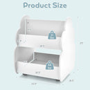 INFANS Kids Bookshelf with Wheels, Wooden Bookcase Toy Storage Cabinet Organizer Holder