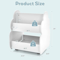 INFANS Kids Bookshelf with Wheels, Wooden Bookcase Toy Storage Cabinet Organizer Holder