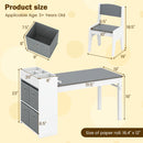 INFANS Kids Table and Chair Set, Toddler Art Craft Play Wood Activity Desk with 2 Chairs 4 Storage Canvas Bins Paper Roll