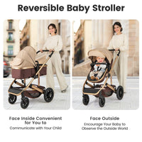 INFANS 2 in 1 Baby Stroller, Folding Newborn Pram Convertible Stroller High Landscape Shock Absorption