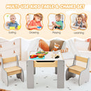 INFANS 3 in 1 Kids Table and Chair Set, Wood Multi Activity Table with Removable Tabletop, Detachable Blackboard