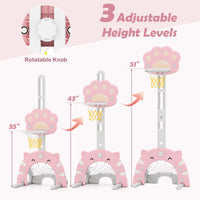 INFANS Toddler Basketball Hoop, 3 in 1 Height Adjustable Kids Sports Activity Center Indoor with Soccer Goal Golf Ball and Club