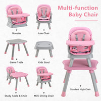 INFANS 8 in 1 Baby High Chair, Convertible Highchair for Babies and Toddlers, Infant Dining Booster Seat, Kids Stool Table Chair Set