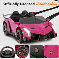 INFANS 2 Seater Kids Ride on Car, 12V 4WD Licensed Lamborghini Veneno Powered Electric Vehicle with Rocking Mode, Remote Control