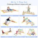 INFANS Pikler Triangle Set 7 in 1 Climbing Toys for Toddlers Foldable Baby Wood Montessori Jungle Gym