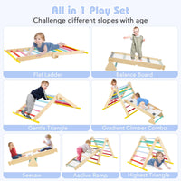 INFANS Pikler Triangle Set 7 in 1 Climbing Toys for Toddlers Foldable Baby Wood Montessori Jungle Gym