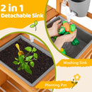 INFANS Mud Kitchen for Kids Outdoor, Wooden Toddler Play Kitchen with Cooking Accessories, Toy Playset for Backyard Garden