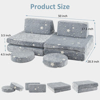 INFANS Modular Kids Play Couch, 6 PCS Toddler Creative Sectional Fort Building Sofa for Playroom, Bedroom