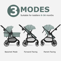 INFANS 2 in 1 Baby Stroller, High Landscape Infant Stroller, Foldable Pushchair