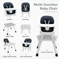 INFANS 8 in 1 Baby High Chair, Convertible Highchair for Babies and Toddlers, Infant Dining Booster Seat, Kids Stool Table Chair Set