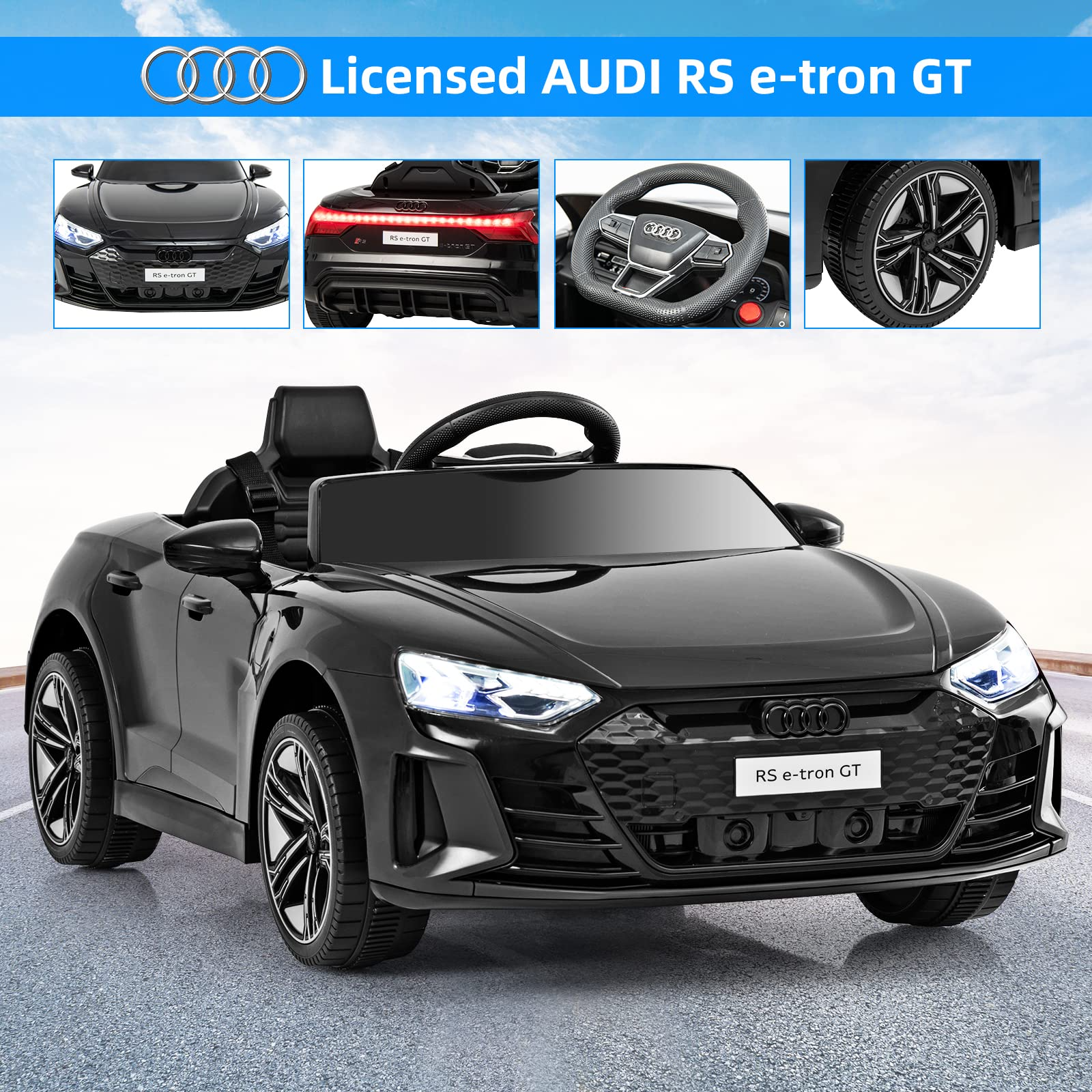 INFANS 12V Kids Ride On Car, Licensed Audi RS e-tron GT Electric Vehicle with Remote Control INFANS