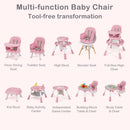 INFANS 9 in 1 High Chair, Convertible Baby Highchair, Table and Chair Set Building Block Infant Dining Booster Seat