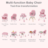 INFANS 9 in 1 High Chair, Convertible Baby Highchair, Table and Chair Set Building Block Infant Dining Booster Seat