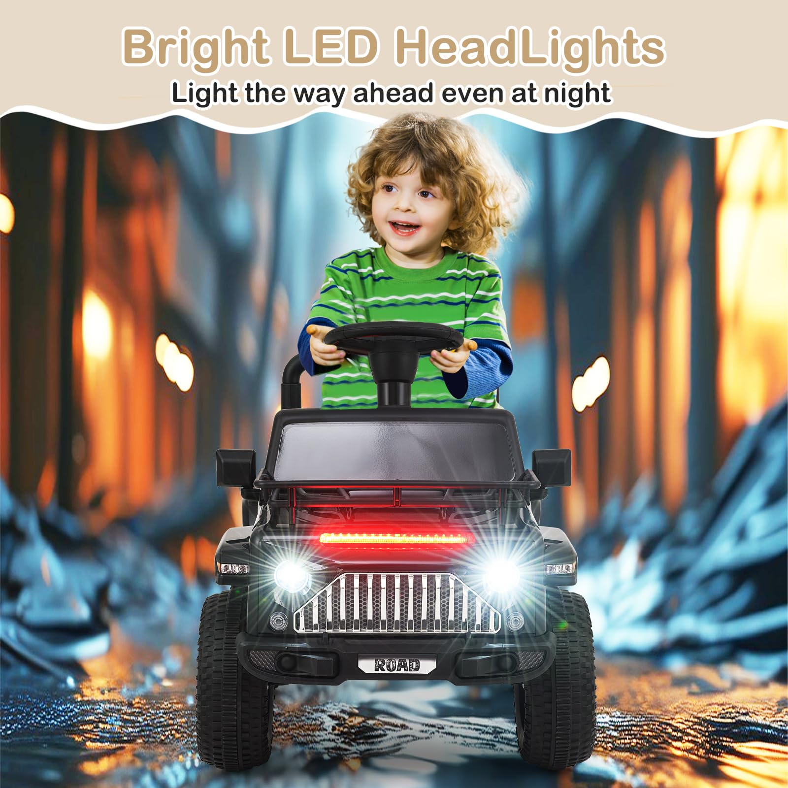 INFANS Kids Ride on Car, 6V Battery Powered Electric Vehicle ATV for Toddlers with Foot Pedal, Music