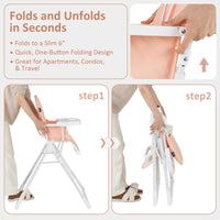 INFANS Baby High Chair, Quick Folding Portable Highchair for Babies and Toddlers with Adjustable Footrest Removable Dishwasher Tray PU Seat