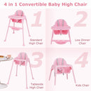 INFANS 4 in 1 Baby High Chair, Convertible Highchair for Babies and Toddlers, Infant Feeding Highchairs with Removable Tray Adjustable Footrest