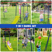 Outdoor A Frame Heavy Duty Metal Swing Stand with Monkey Bar for Kids