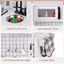 INFANS Play Kitchen for Kids, Wooden Kids Play Kitchen Playset with Realistic Light & Sounds, Children Pretend Cooking Toy Set