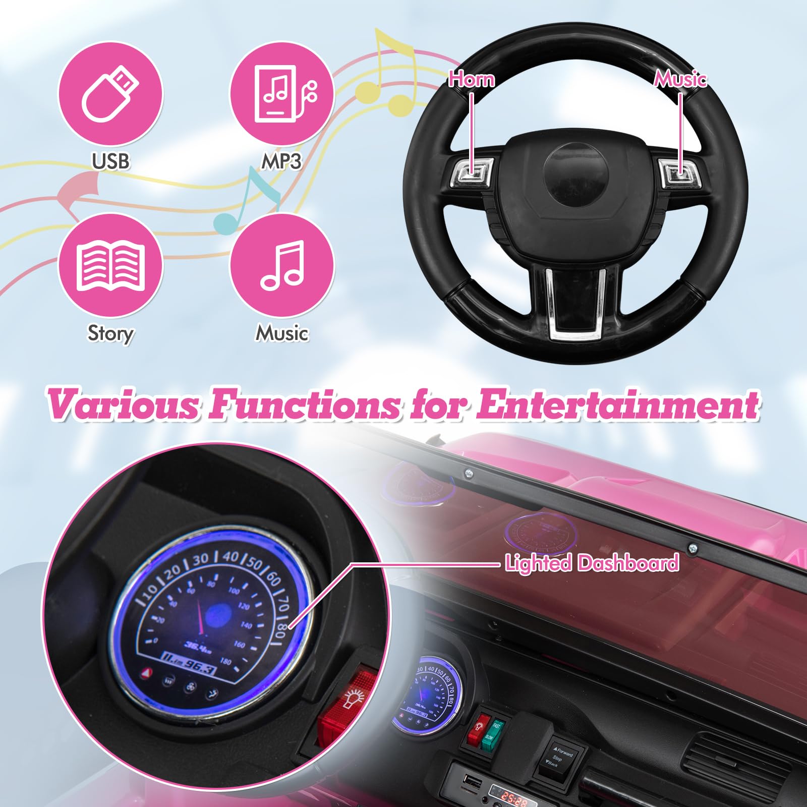 INFANS 24V 2 Seater Ride on Car for Kids, 2WD/4WD Battery Powered with Remote Control, 20" Wide Seat Electric Jeep Toys