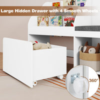 Kids Bookshelf Toy Storage Organizer with Reading Nook Seat Cushion