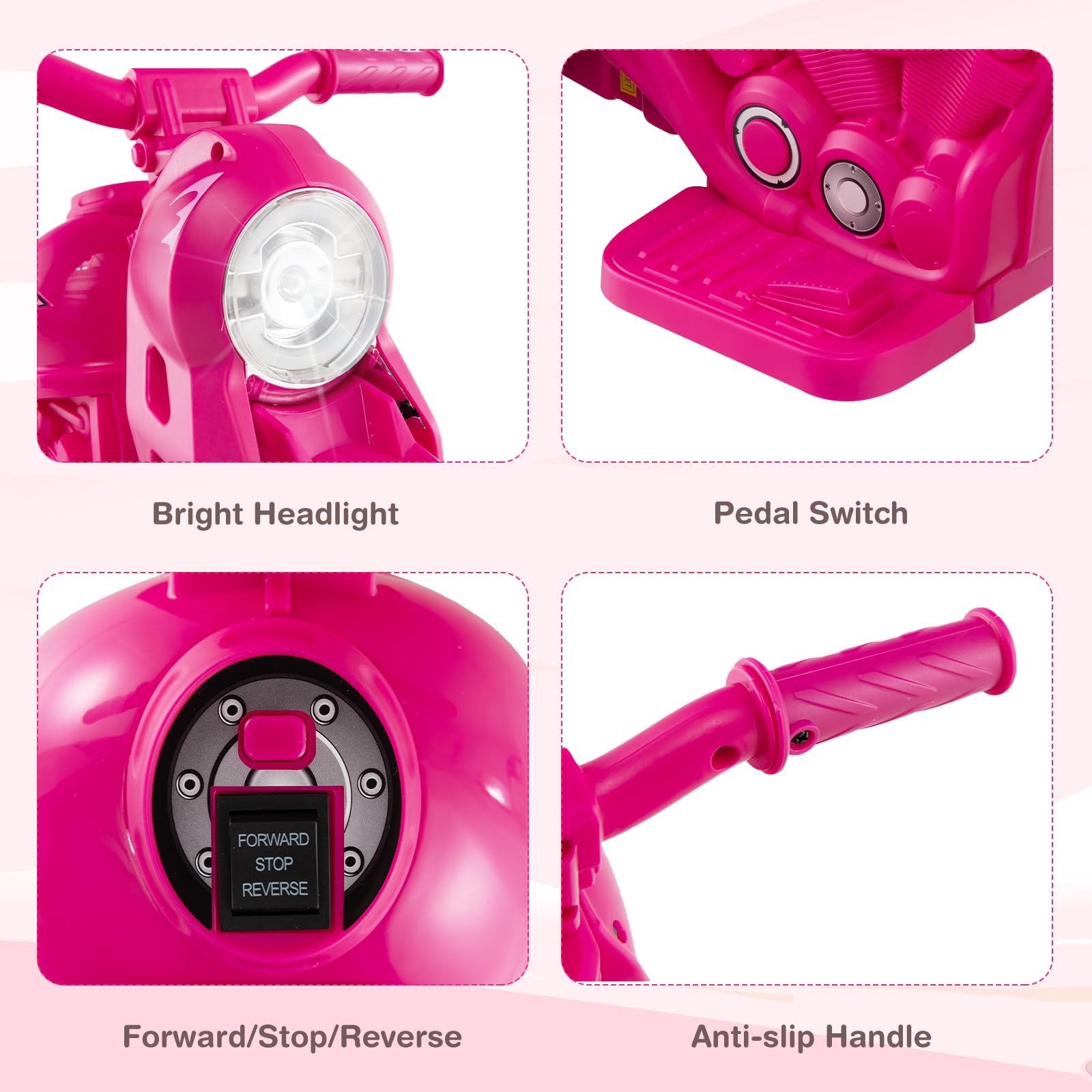 INFANS Kids Motorcycle, 6V Electric Ride on Car with Automatic Bubble Function for Children, Toddler Ages 3+