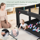 INFANS Foldable Baby Playpen with Mat, Large Baby Play Yard with 50 Ocean Balls, Fence Toddler Activity Center