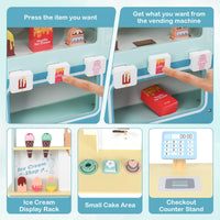 INFANS Ice Cream Cart Grocery Store Marketplace Toy, Market Stand Shop Pretend Play Set with Accessories Gift for Ages 3+