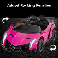 INFANS 2 Seater Kids Ride on Car, 12V 4WD Licensed Lamborghini Veneno Powered Electric Vehicle with Rocking Mode, Remote Control