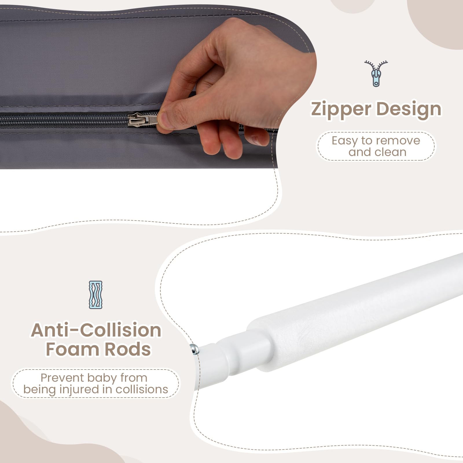 INFANS Bed Rail for Toddlers, 59" Foldable Safety Baby Crib Rail Fit for Kids Twin, Extra Long Swing Down Bed Guardrail for Convertible Crib, Queen, Full, King Mattress Side Guard