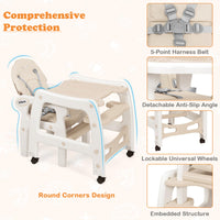 INFANS 5 in 1 Baby High Chair, Convertible Toddler Table Chair Set, Rocking Chair, Multi-Function Seat with Lockable Universal Wheels