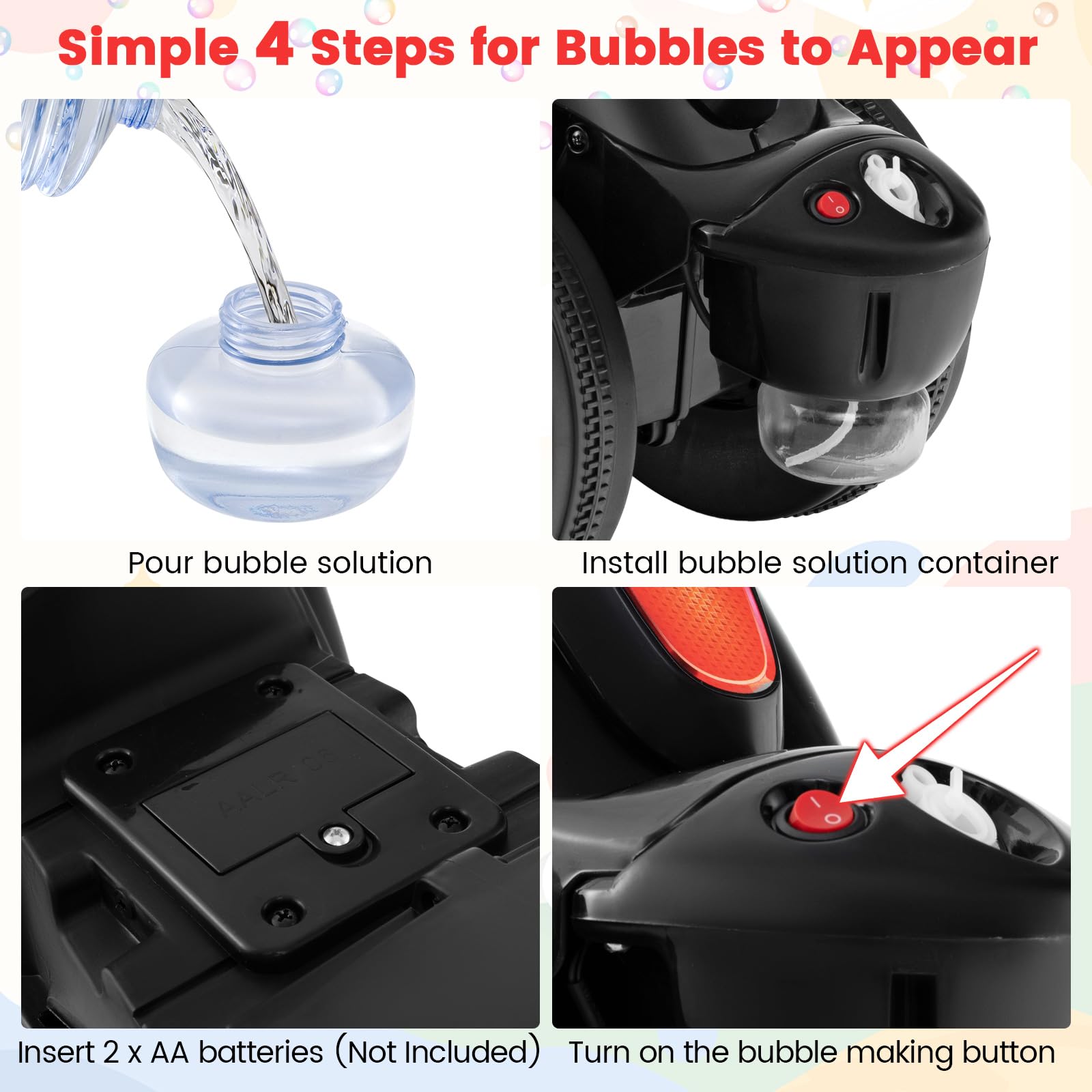 INFANS Ride on Push Car, Foot-to-Floor Sliding Car for Toddlers Kids Motorcycle with Bubble Maker, 3 Wheels Ride on Toys