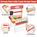 INFANS Grocery Store Marketplace Toy, Kids Wooden Market Stand Pretend Play Set