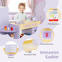 INFANS Kids Grocery Store Playset, Wooden Supermarket Toy Set with Cash Register, Vending Machine, Pretend Play Store
