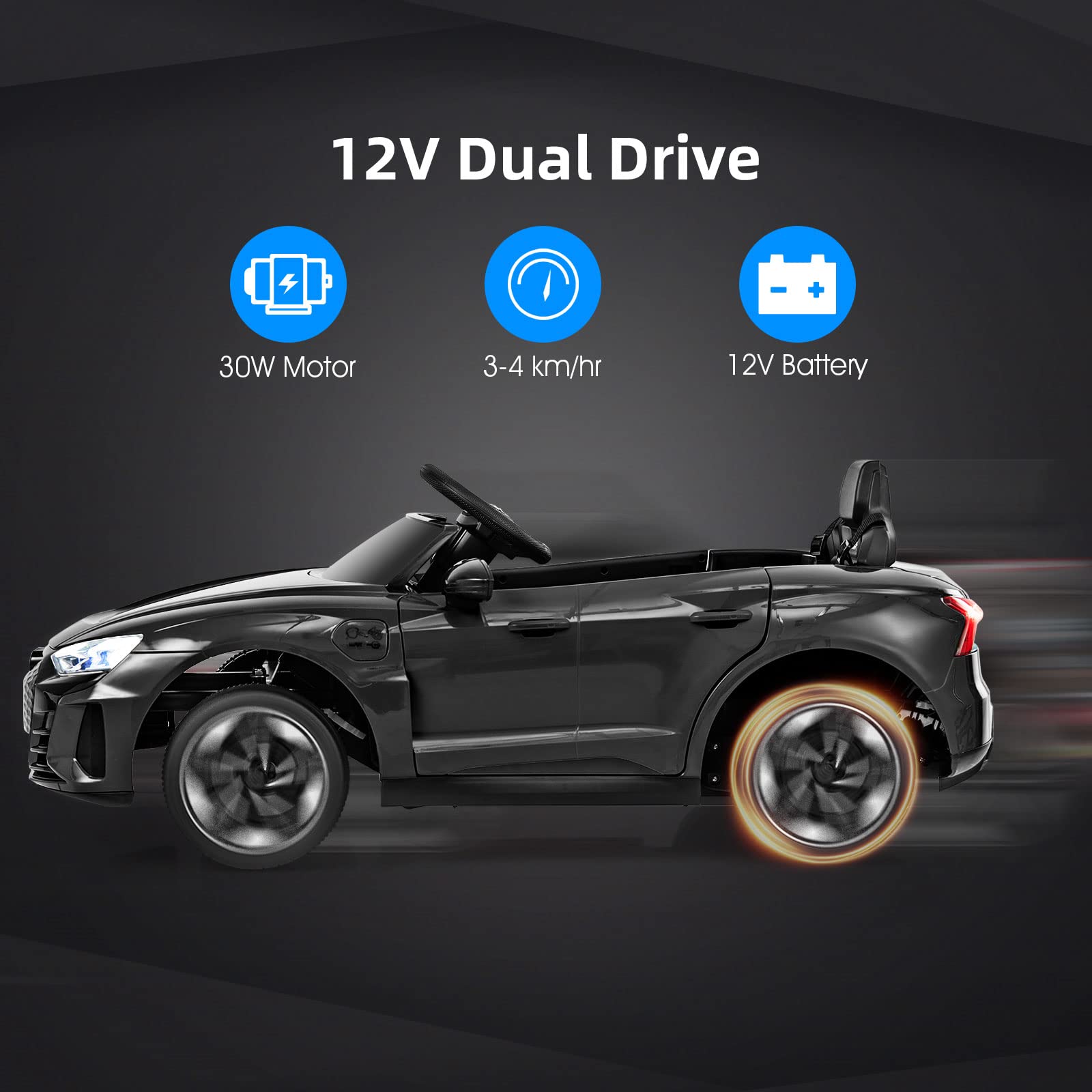 INFANS 12V Kids Ride On Car, Licensed Audi RS e-tron GT Electric Vehicle with Remote Control INFANS