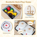 INFANS Kids Kitchen Playset, Toddler Wooden Pretend Cooking Set Microwave, Simulation Play Kitchen Toy for Children
