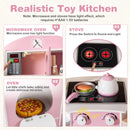 INFANS Corner Kids Kitchen Playset, Toddler Wooden Pretend Cooking Set with Lights Sounds Coffee Machine Washing Machine