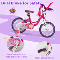 INFANS Kids Bike for Girls, 14 16 Inch Children's Bicycle with Removable Training Wheels and Doll Seat