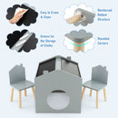 INFANS Kids Table and Chair Set, Wood Multi Activity Table with Blackboard for Toddler Playing Drawing Reading Arts Crafts