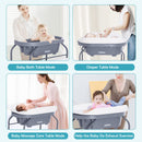 INFANS 2 in 1 Baby Changing Table with Bath Tub Unit, Folding Diaper Dresser Station with Wheels Waterproof Pad