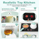 INFANS Corner Kids Kitchen Playset, Toddler Wooden Pretend Cooking Set with Lights Sounds Coffee Machine Washing Machine