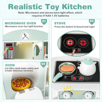 INFANS Corner Kids Kitchen Playset, Toddler Wooden Pretend Cooking Set with Lights Sounds Coffee Machine Washing Machine