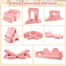 INFANS Mondular Kids Play Couch, 8PCS Toddler Sectional Sofa Building Fort for Bedroom, Imaginative Convertible Floor Cushion